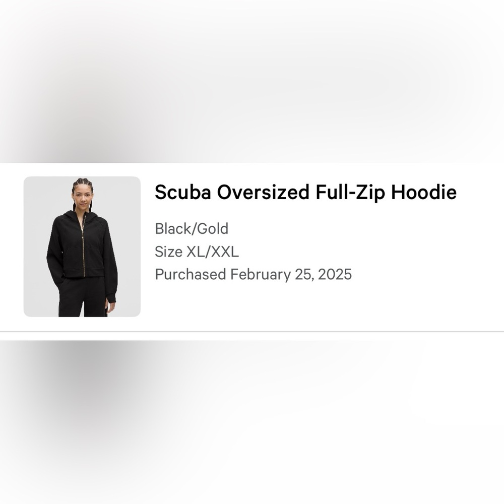 Auth. ✅ Lululemon Oversized Full Zip Scuba in “Black/Gold” Size XL/XXL 🖤💛 - Picture 11 of 11